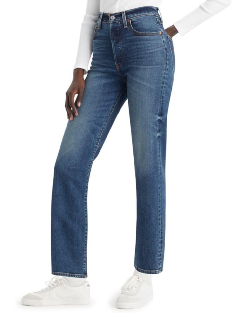 Levi's Blue Dial Up the Music Ribcage Straight Ankle Jeans W26 L27 NWT